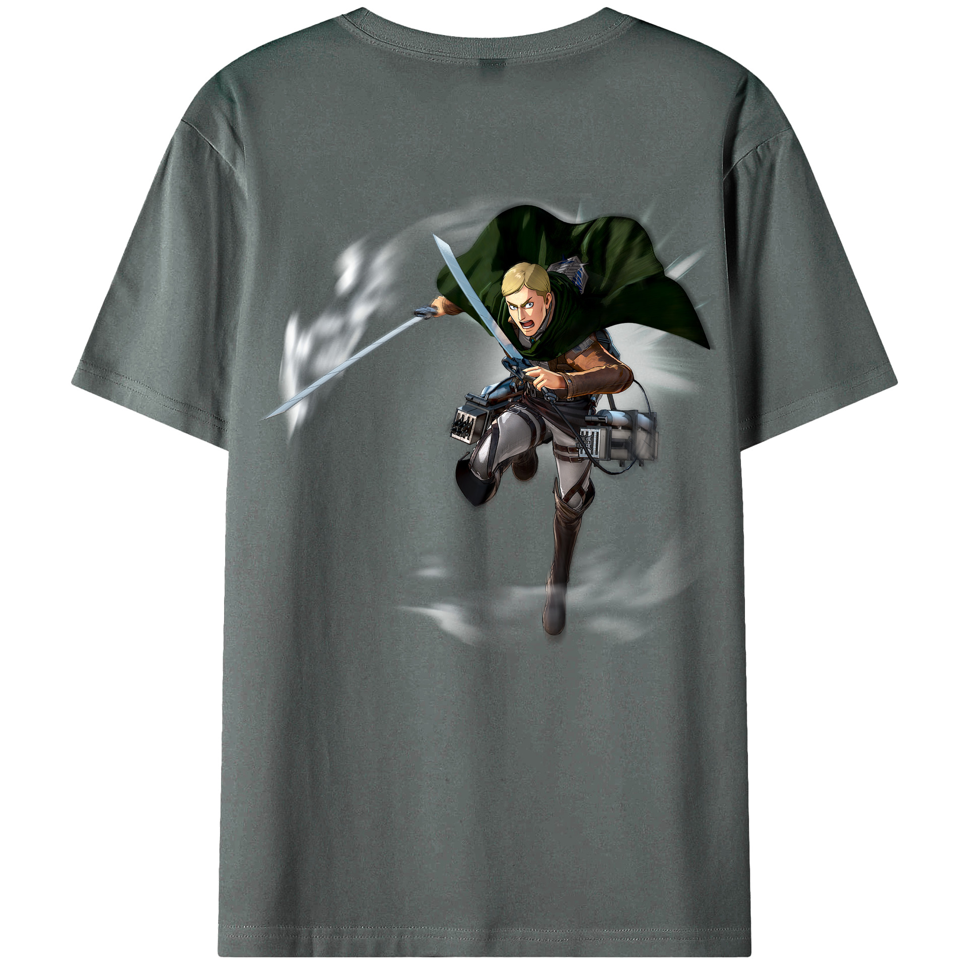 （画像用） 進撃の巨人 エルヴィン・スミス Attack on Titan Erwin Smith 綿100％ メンズ半袖Tシャツ（バックプリント） 通気性